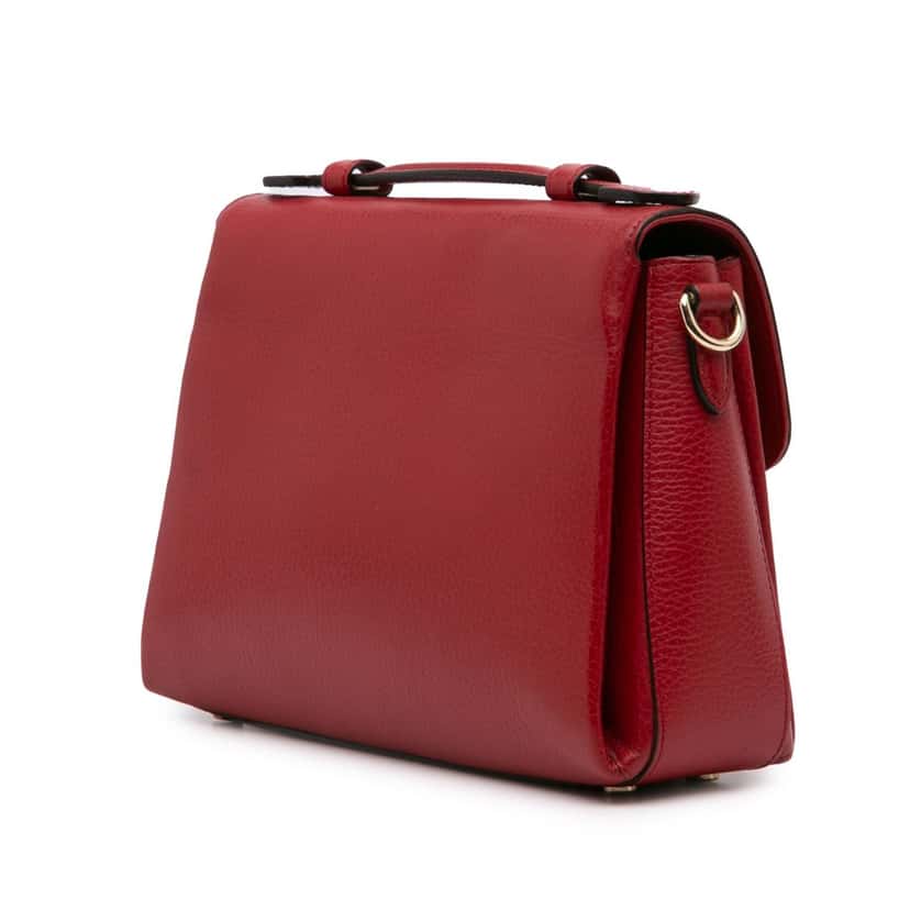 Gucci Small Dollar Calf Interlocking G Satchel Red Leather Good condition - Back View