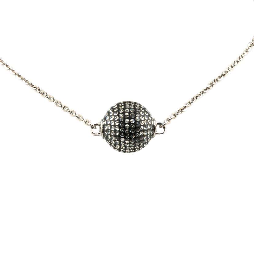 Chanel Silver Mirror Ball Pendant Necklace Silver Silver Good condition - Front View