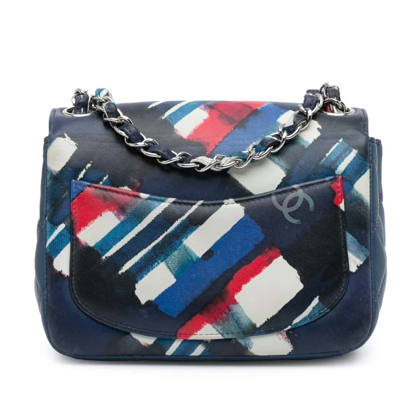 Chanel Mini Square Classic Airlines Printed Lambskin Single Flap Blue Leather Good condition - Inside View