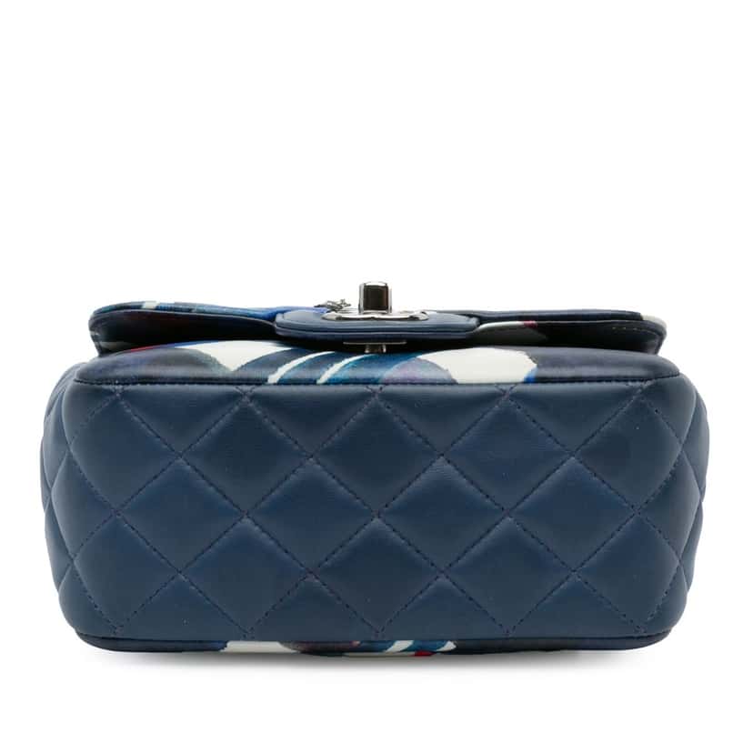 Chanel Mini Square Classic Airlines Printed Lambskin Single Flap Blue Leather Good condition - Model View