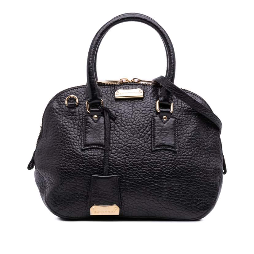 Burberry Small Grained Calfskin Heritage Orchard Bowling Bag Black Leather Good condition - Front View