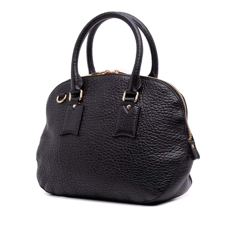 Burberry Small Grained Calfskin Heritage Orchard Bowling Bag Black Leather Good condition - Back View