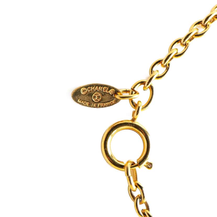 Chanel Gold Plated CC Quilted Pendant Necklace Gold Metal Good condition - Inside View
