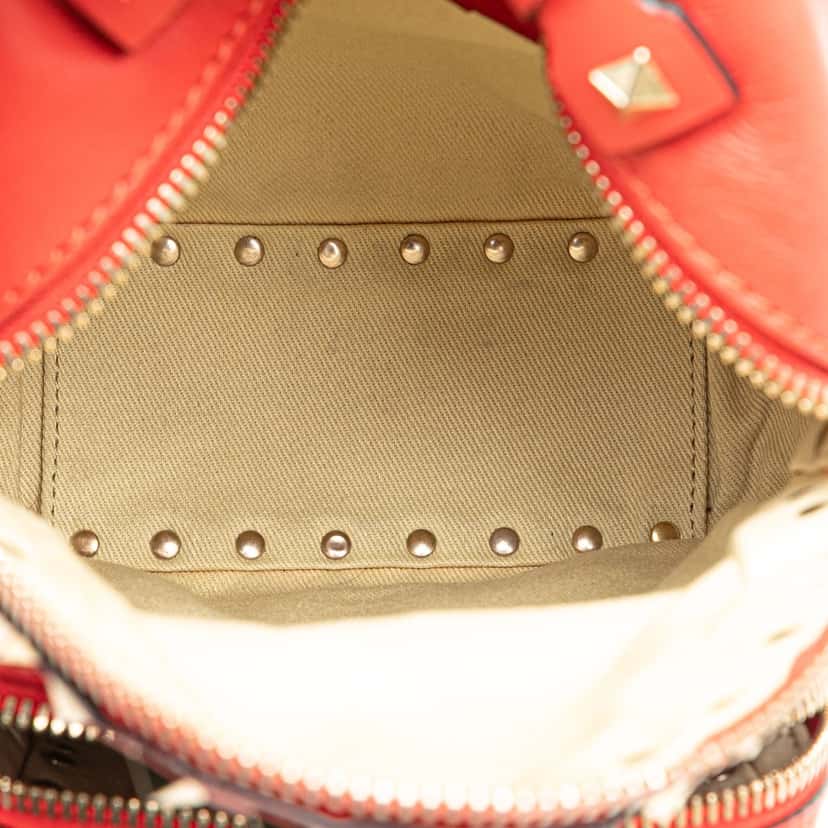 Valentino Mini Calfskin Rockstud Backpack Red Leather Good condition - Box View