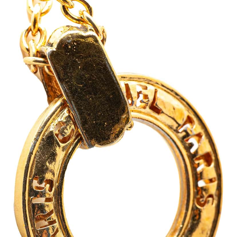Chanel Gold Plated Circle Logo Pendant Necklace Gold Metal Good condition - Back View