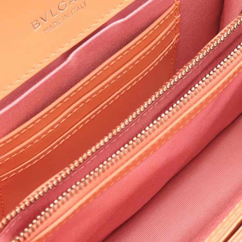 Bvlgari Calfskin Serpenti Forever Crossbody Orange Leather Good condition - Inside View