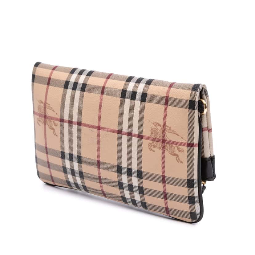 Burberry Haymarket Check Coated Canvas Adeline Fold over Clutch Brown Canvas Good condition - Back View