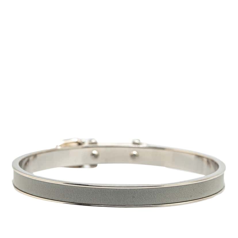 Hermès Palladium Plated Leather Belt Buckle Bangle Grey Leather Good condition - Inside View