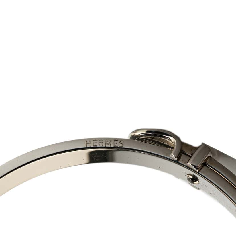 Hermès Palladium Plated Leather Belt Buckle Bangle Grey Leather Good condition - Box View