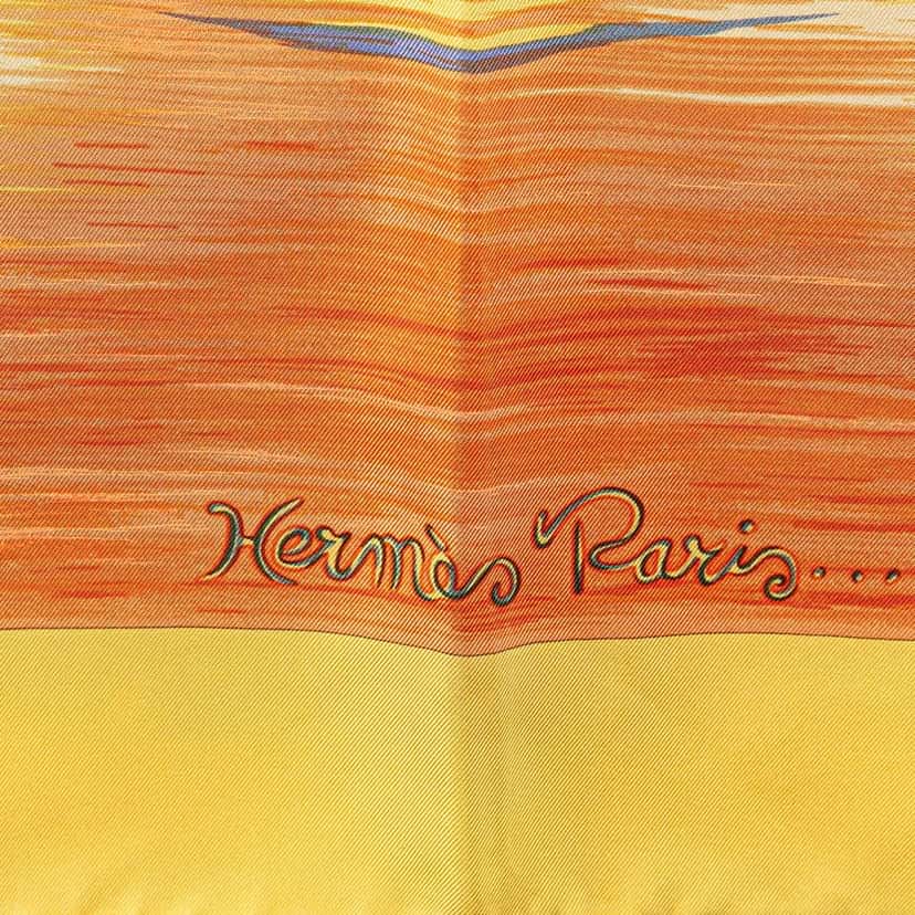 Hermès Les Perles de Turkana Silk Scarf Yellow Silk Good condition - Back View