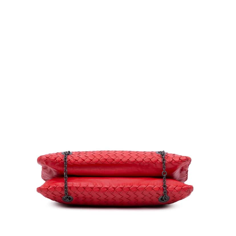 Bottega Veneta Nappa Intrecciato Duo Shoulder Bag Red Leather Good condition - Inside View