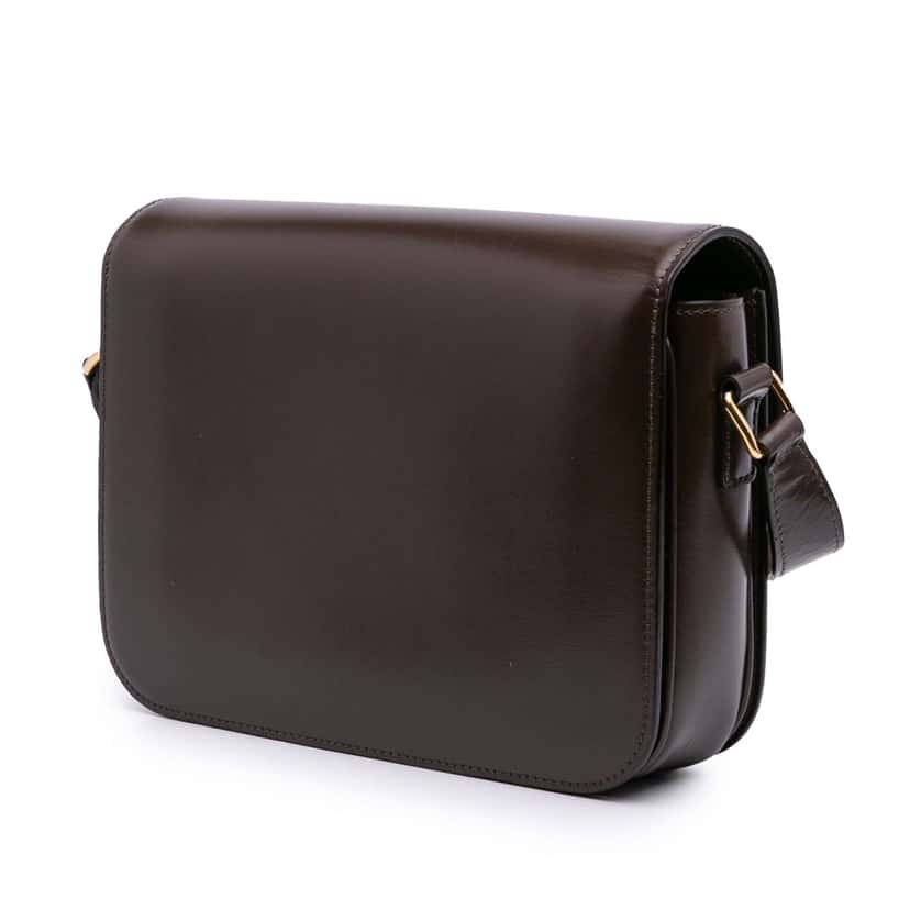 Celine Classique Shiny Calfskin Triomphe Crossbody Brown Leather Good condition - Back View