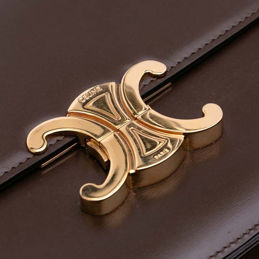 Celine Classique Shiny Calfskin Triomphe Crossbody Brown Leather Good condition - Box View