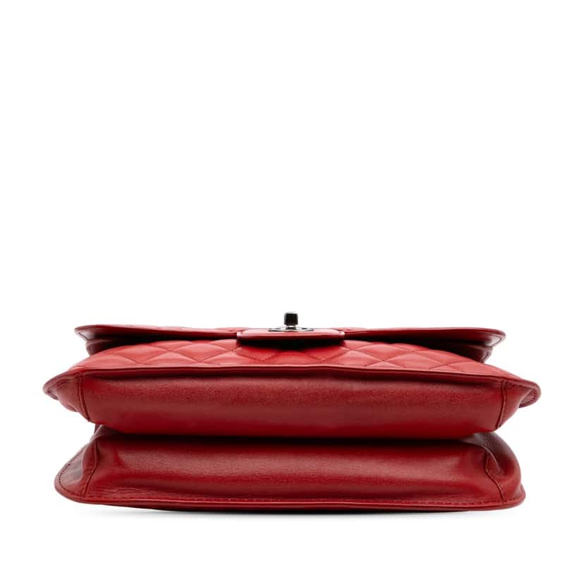 Chanel Large Quilted Lambskin Natural CC Flap Red Leather Good condition - Inside View