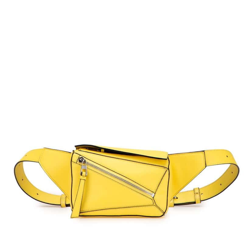 Loewe Mini Calfskin Puzzle Bumbag Yellow Leather Good condition - Front View