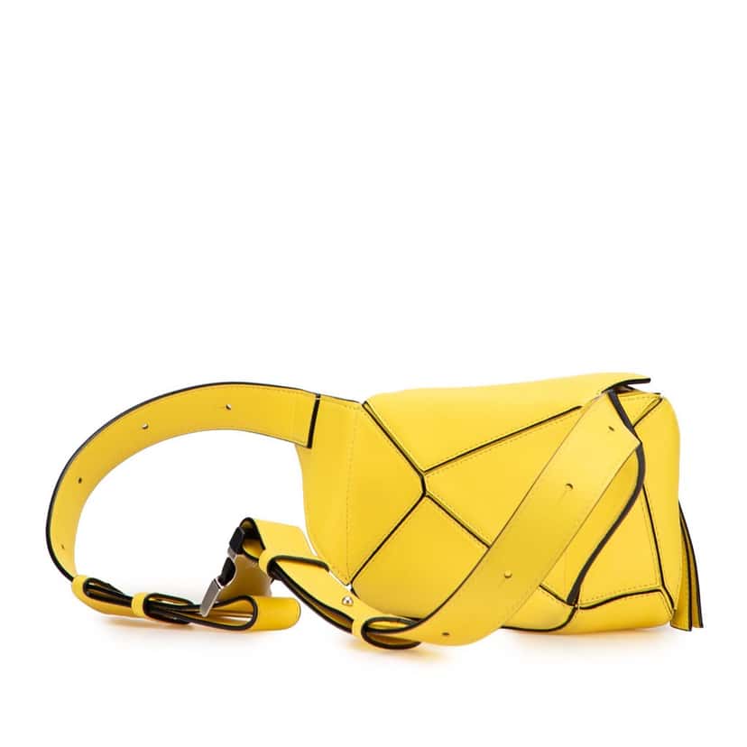 Loewe Mini Calfskin Puzzle Bumbag Yellow Leather Good condition - Back View