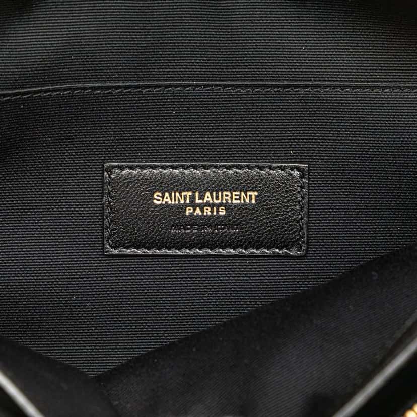 Saint Laurent Wool Embroidered Rive Gauche Pouch Black Wool Good condition - Box View