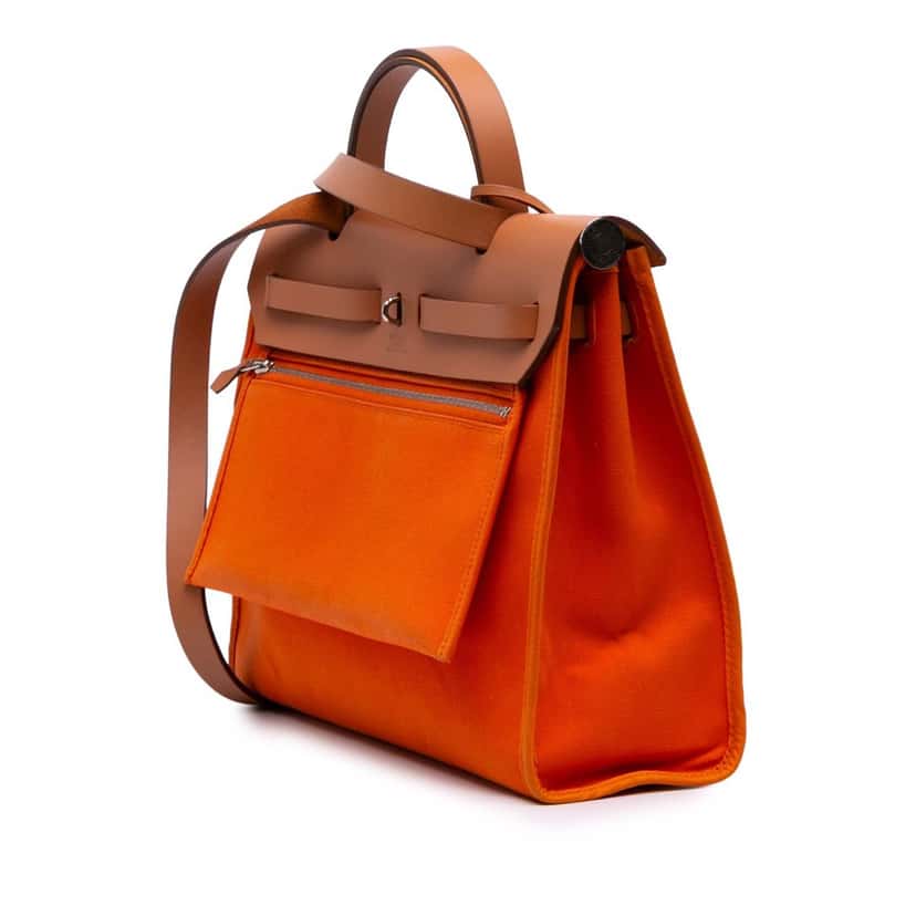 Hermès Toile Herbag Zip 31 Orange Canvas Good condition - Back View
