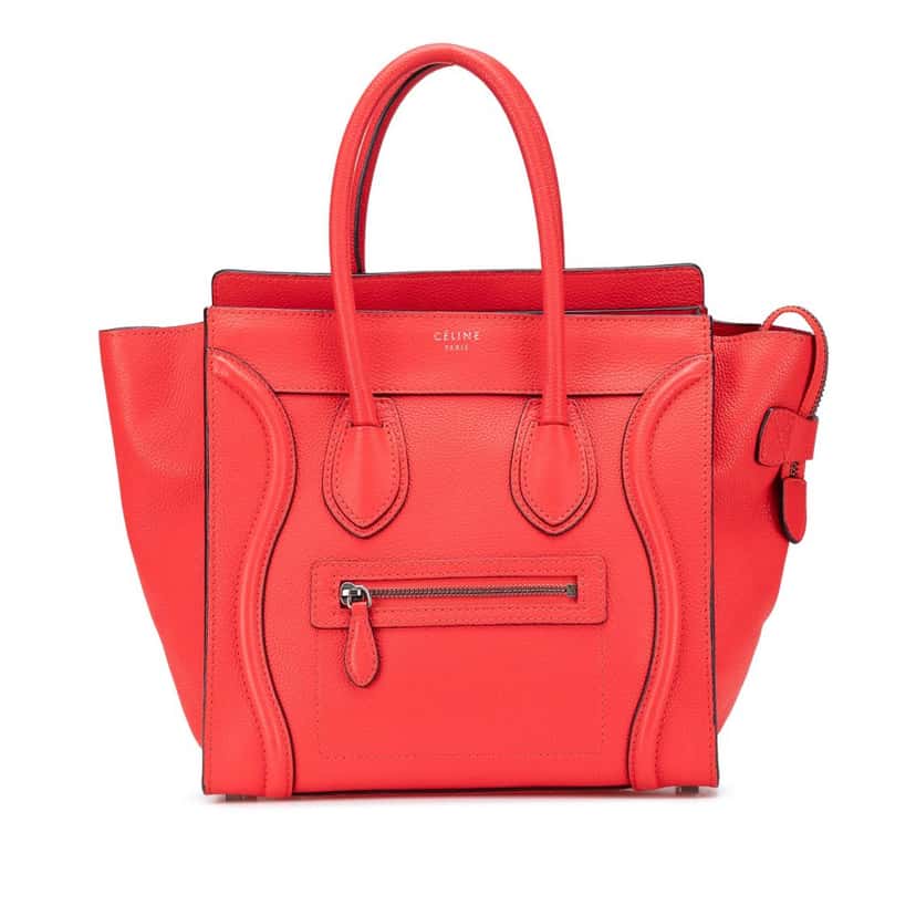Celine Micro Calfskin Luggage Tote Red Leather Good condition - Front View