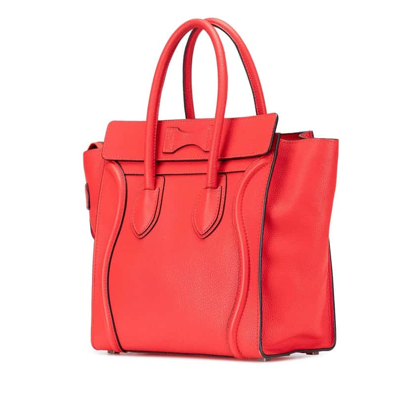 Celine Micro Calfskin Luggage Tote Red Leather Good condition - Back View