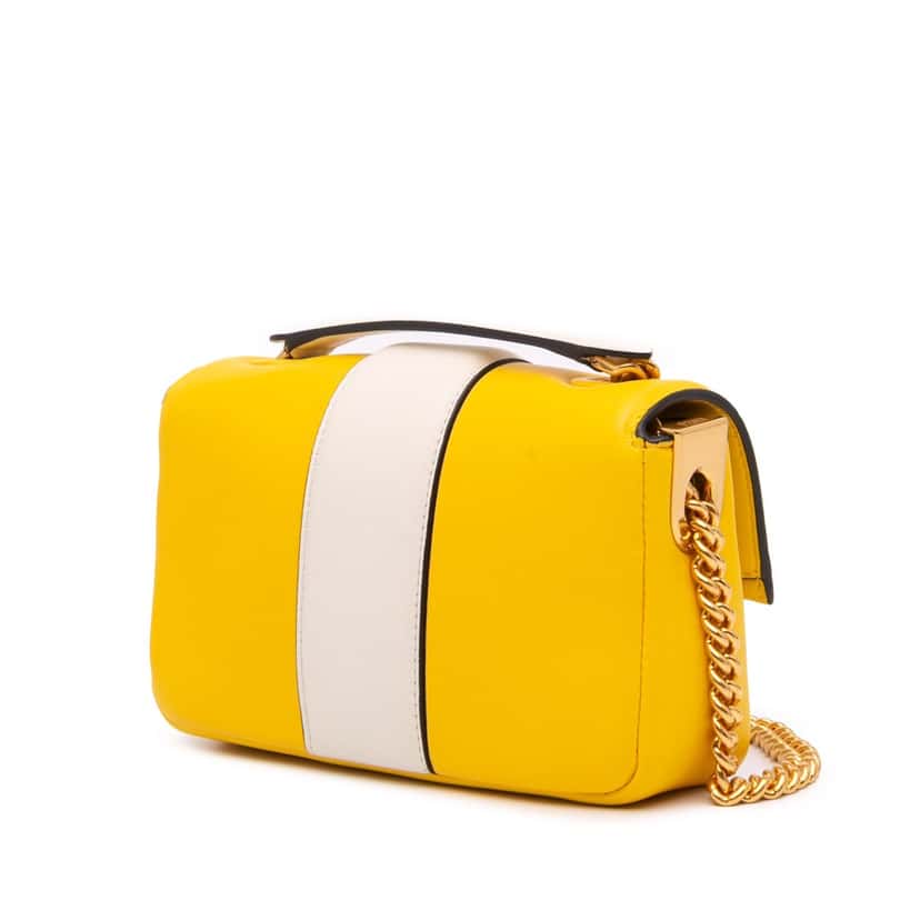 Fendi Mini Bicolor Nappa Apolo Chain Baguette Shoulder Bag Yellow Leather Good condition - Back View