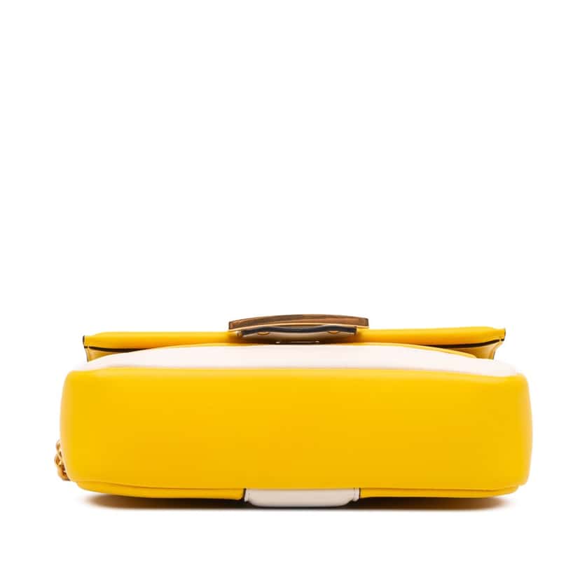Fendi Mini Bicolor Nappa Apolo Chain Baguette Shoulder Bag Yellow Leather Good condition - Inside View