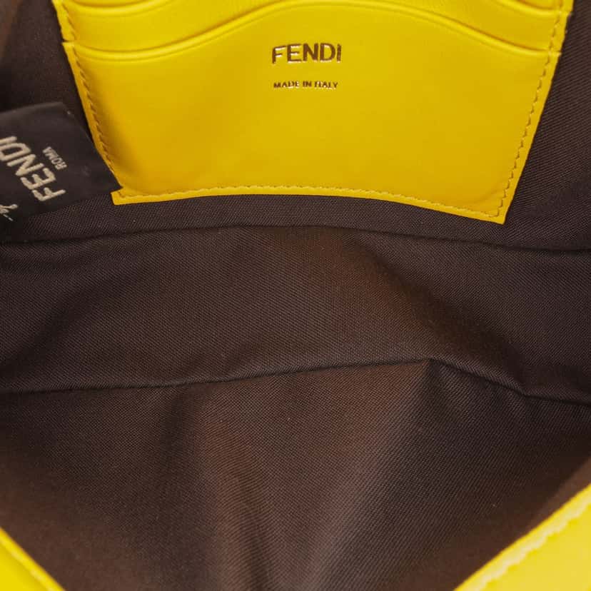Fendi Mini Bicolor Nappa Apolo Chain Baguette Shoulder Bag Yellow Leather Good condition - Model View