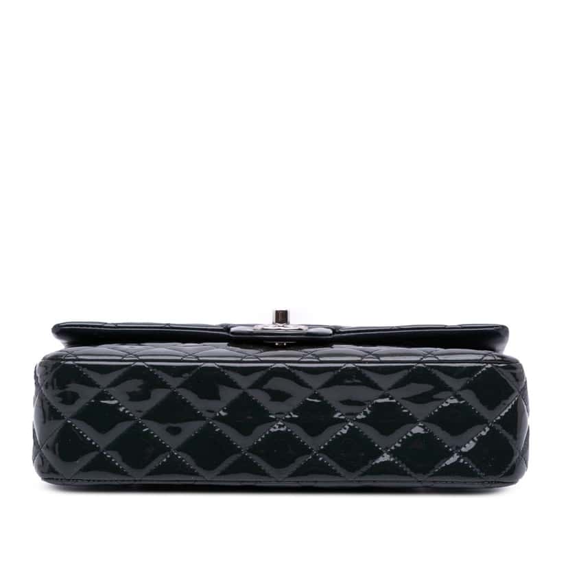 Chanel Medium Classic Patent Double Flap Blue Leather Good condition - Inside View