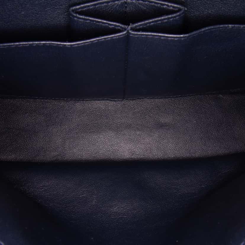 Chanel Medium Classic Patent Double Flap Blue Leather Good condition - Model View