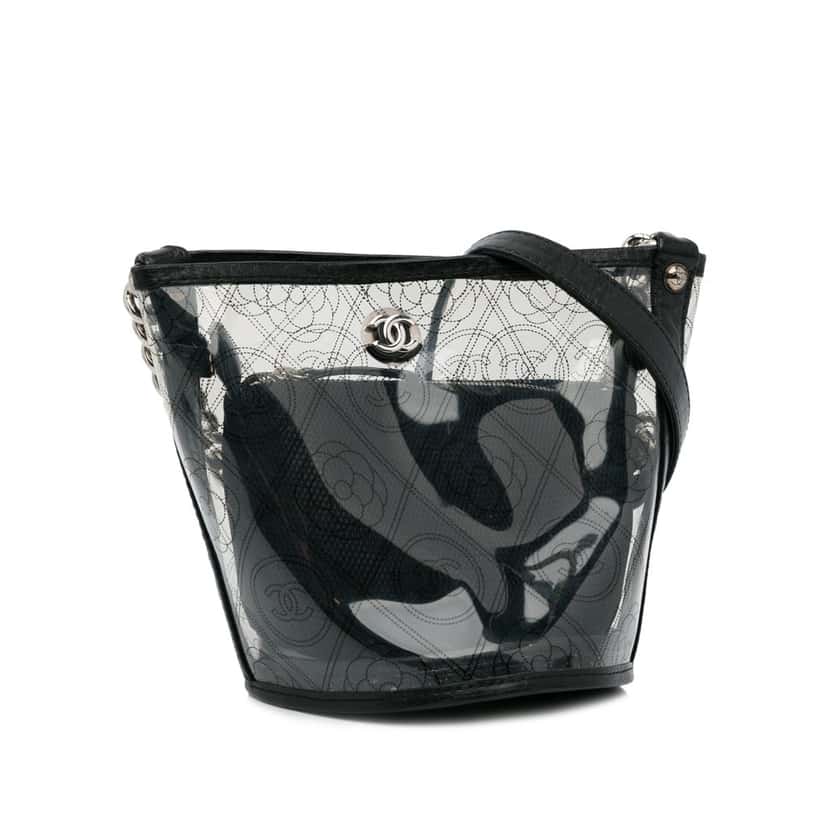 Chanel Camellia PVC Bucket Bag White Good condition - Back View