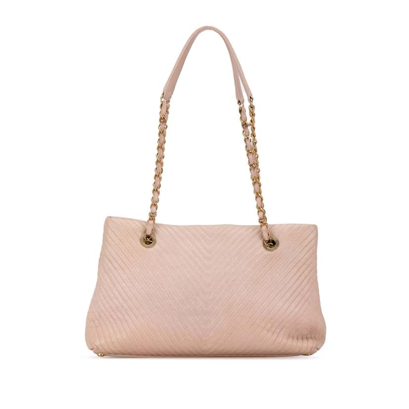 Chanel Large Chevron Calfskin Surpique Tote Pink Leather Very good condition - Inside View