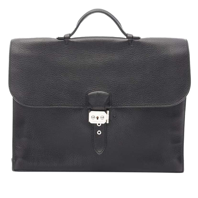 Hermès Togo Sac A Depeches 38 Black Leather Good condition - Front View