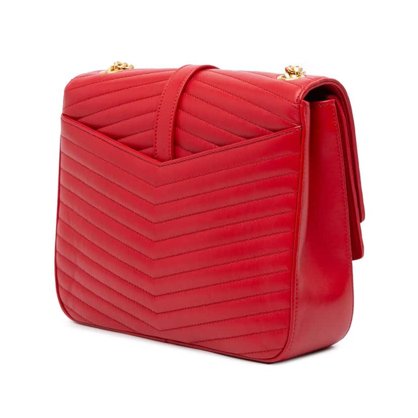 Saint Laurent Medium Lambskin Chevron Monogram Sulpice Bag Red Leather Good condition - Back View
