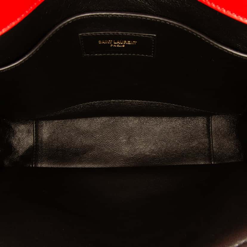 Saint Laurent Medium Lambskin Chevron Monogram Sulpice Bag Red Leather Good condition - Model View