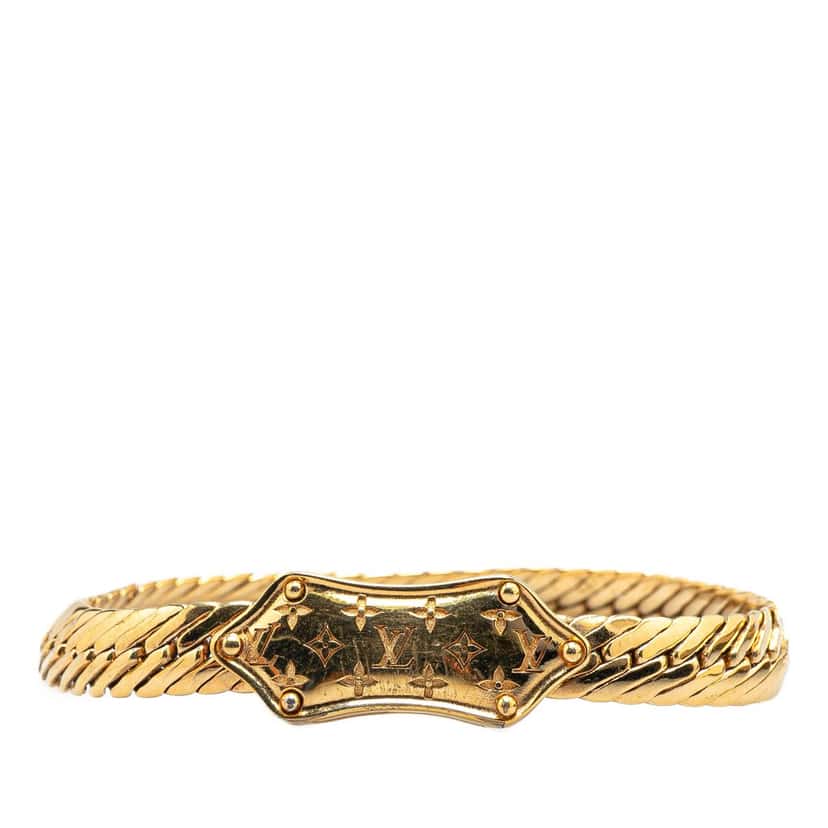 Louis Vuitton Gold Plated Nanogram Chain Bracelet Gold Metal Good condition - Front View
