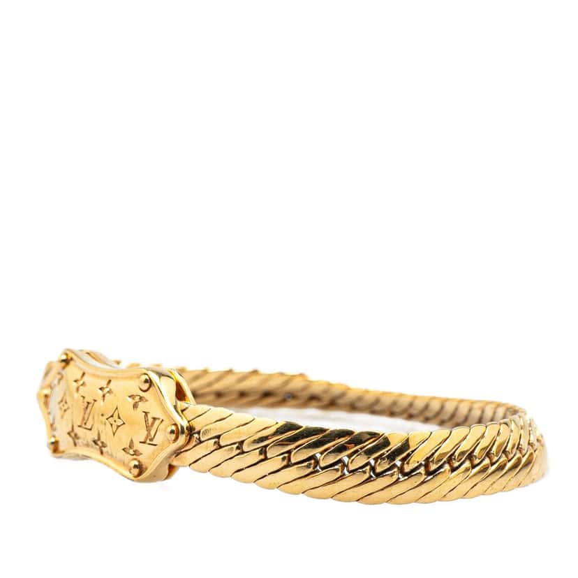 Louis Vuitton Gold Plated Nanogram Chain Bracelet Gold Metal Good condition - Back View