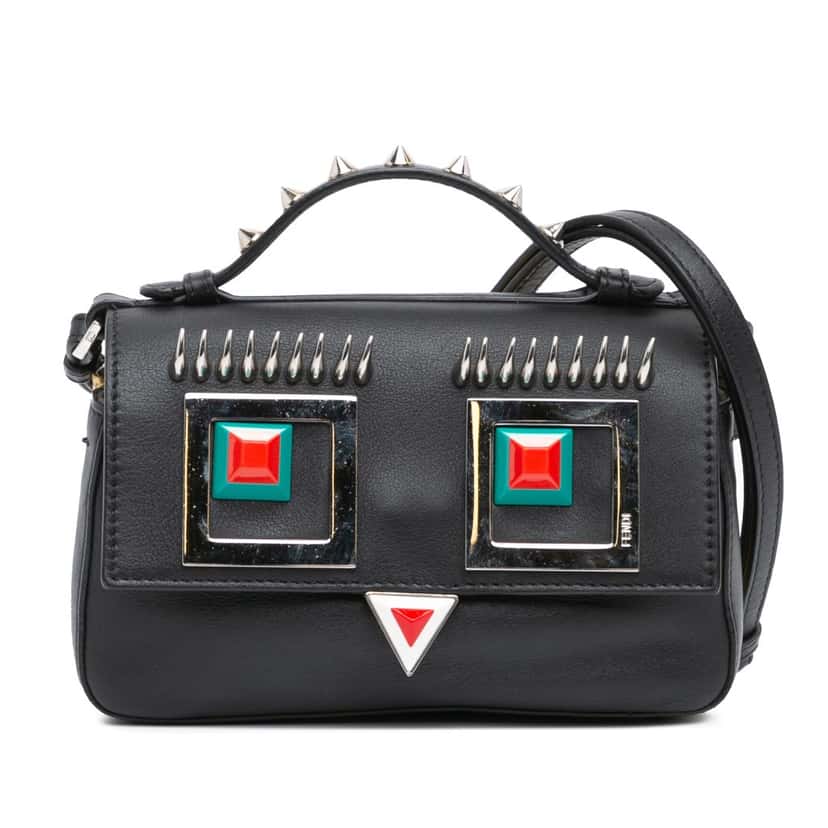 Fendi Micro Hypnoteyes Double Baguette Satchel Black Leather Good condition - Front View