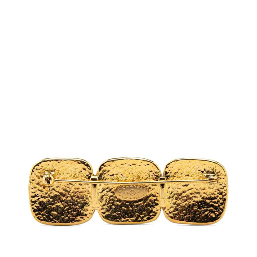 Chanel Gold Plated Triple CC Brooch Gold Metal Good condition - Back View