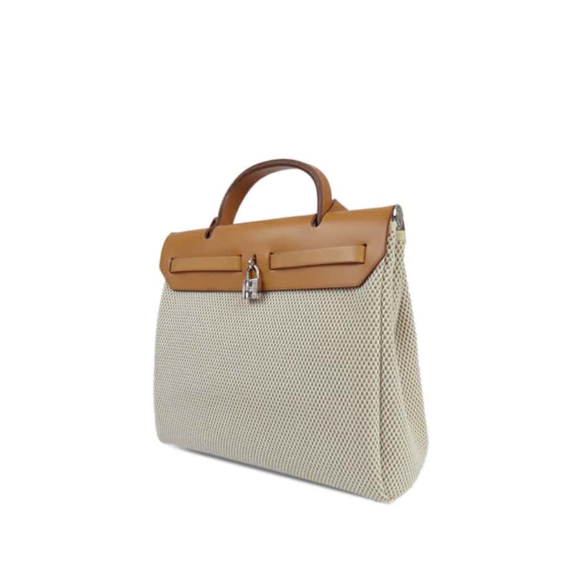 Hermès Toile Herbag PM Brown Canvas Good condition - Back View