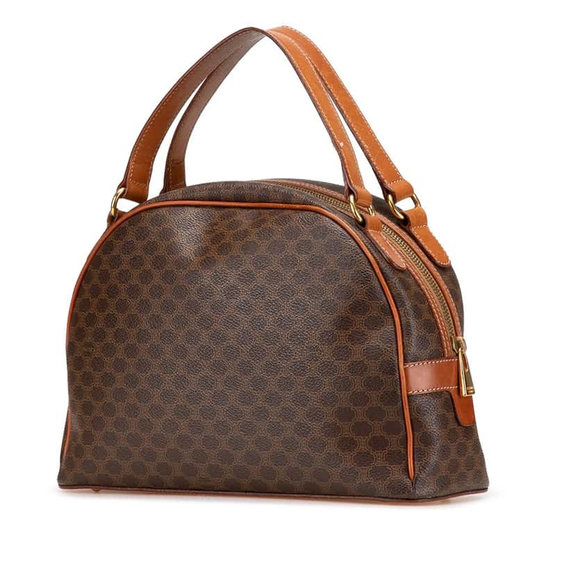 Celine Macadam Coated Canvas Handbag Brown Canvas Good condition - Back View