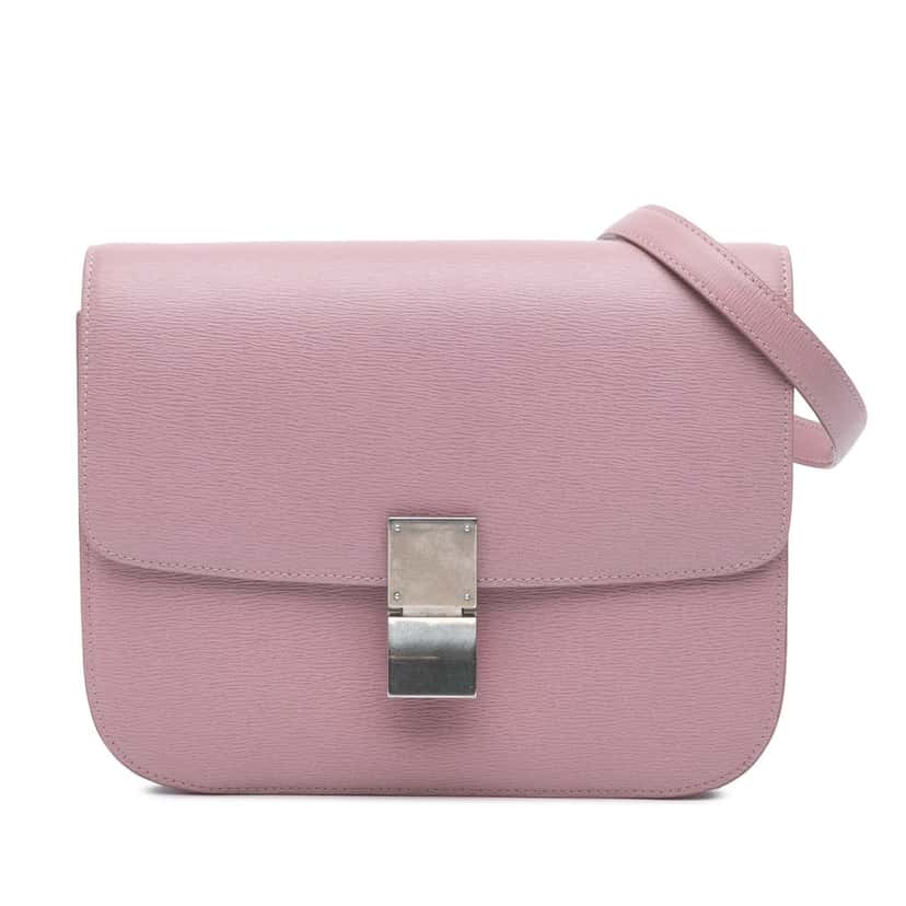 Celine Medium Calfskin Classic Box Pink Leather Good condition - Front View