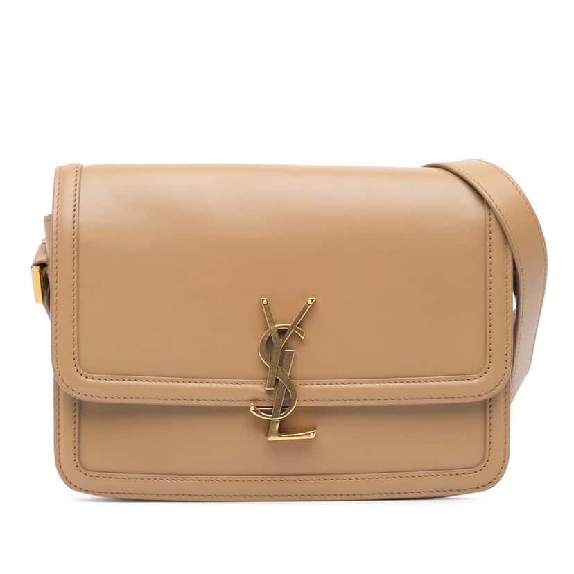 Saint Laurent Medium Leather Solferino Satchel In Box Brown Leather Good condition - Front View