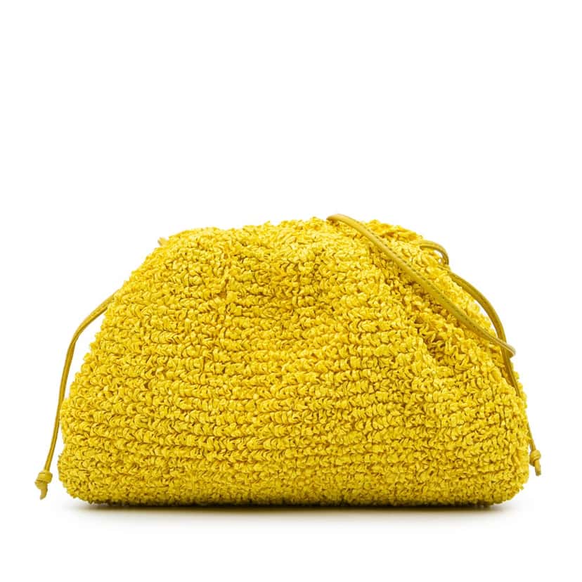 Bottega Veneta Boucle Raffia The Mini Pouch Crossbody Yellow Good condition - Front View