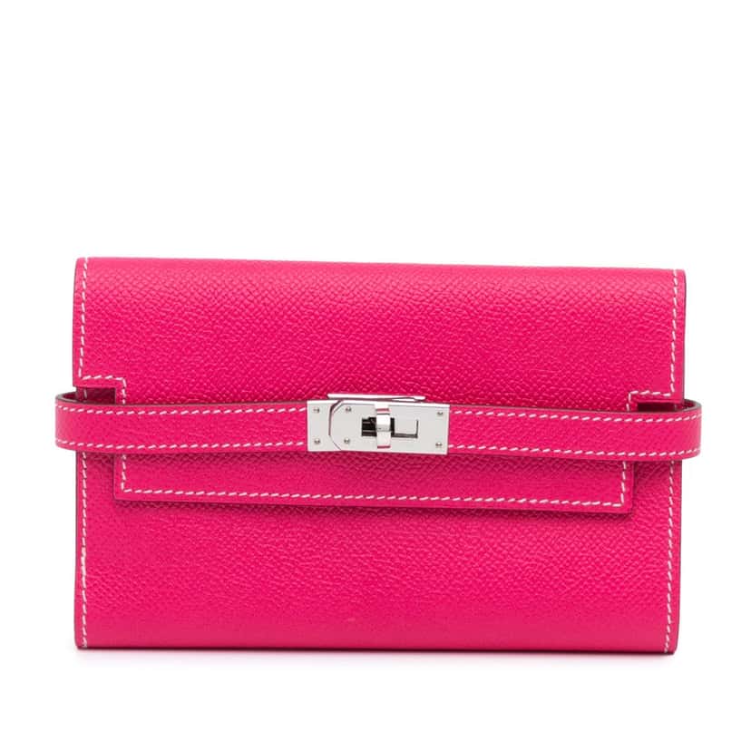 Hermès Medium Epsom Kelly Depliant Wallet Pink Leather Good condition - Front View