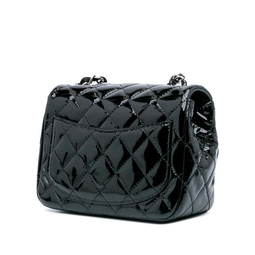 Chanel Mini Square Classic Patent Single Flap Black Leather Good condition - Back View