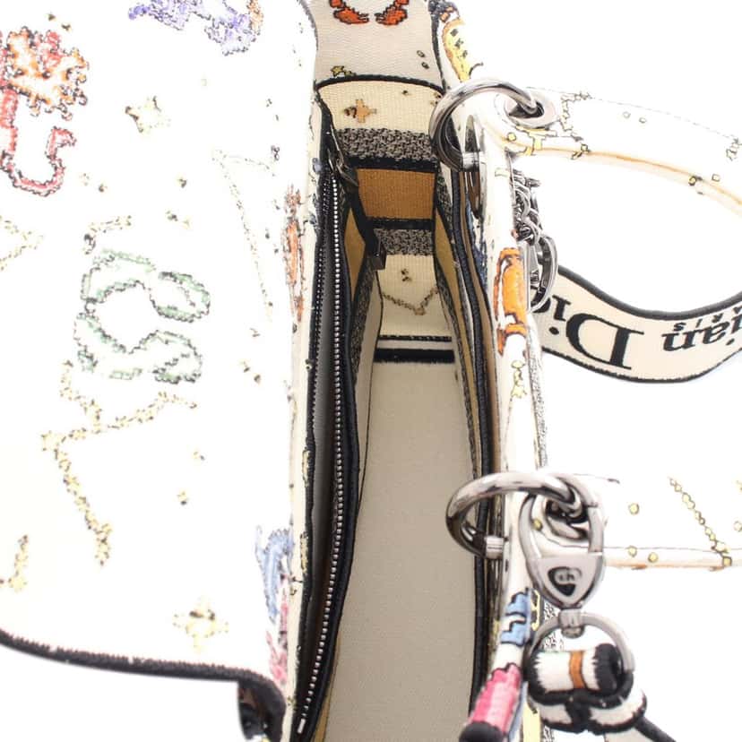 Dior Medium Embroidered Canvas Pixel Zodiac Lady D Lite White Canvas Good condition - Model View