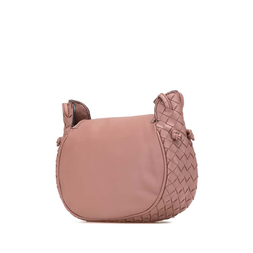 Bottega Veneta Small Nappa Intrecciato Nodini Flap Pink Leather Good condition - Back View