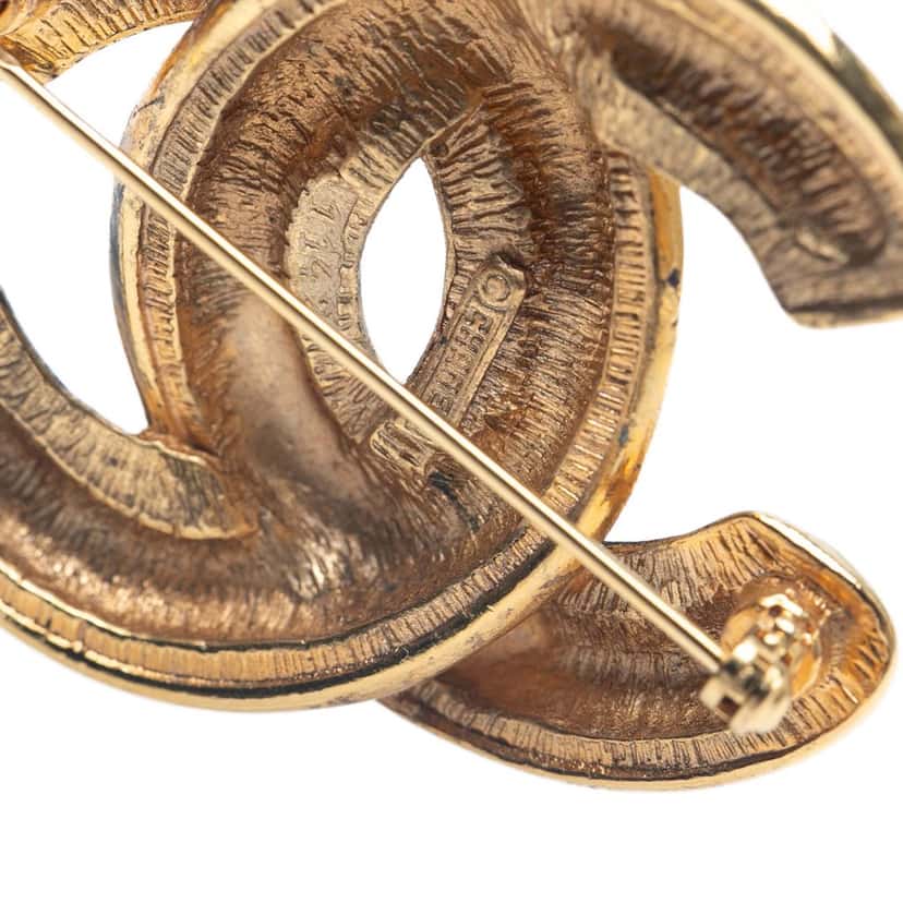 Chanel Gold Plated CC Quilted Brooch Gold Metal Good condition - Inside View