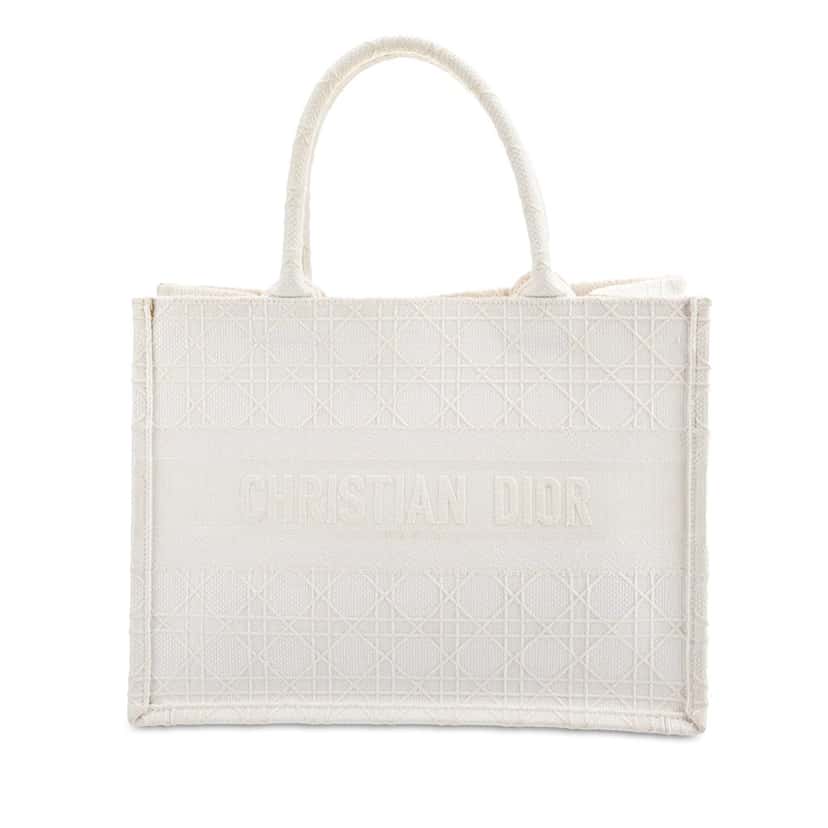 Dior Medium Cannage Book Tote White Canvas Good condition - Front View