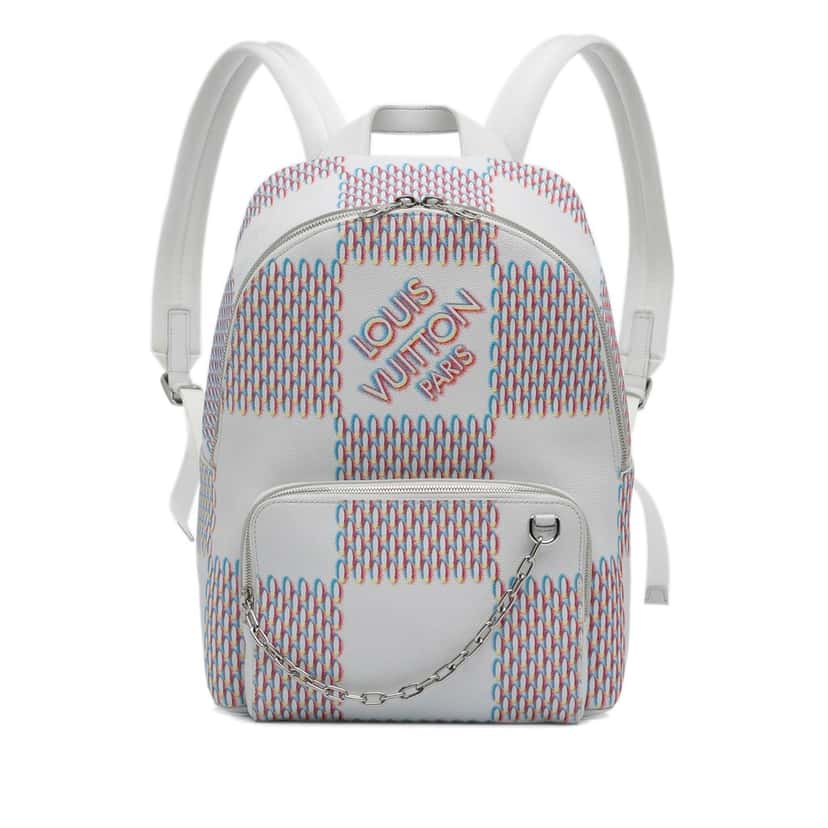 Louis Vuitton Damier Spray Racer Backpack White Leather Good condition - Front View